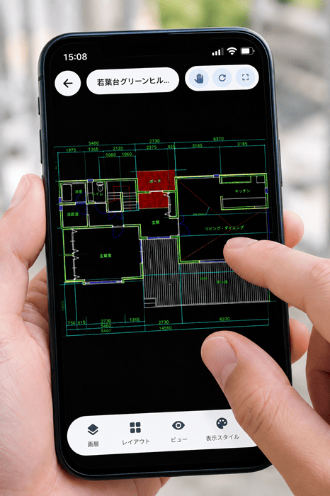 DARE BOX Mobile でスマホから図面を確認している画面